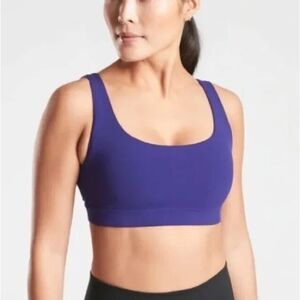 Athleta Exhale Yoga Workout Bra in Powervita Poseidon Blue Sz Lg D-DD cup size